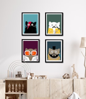 Famous Cat Gallery Wall by Doozal